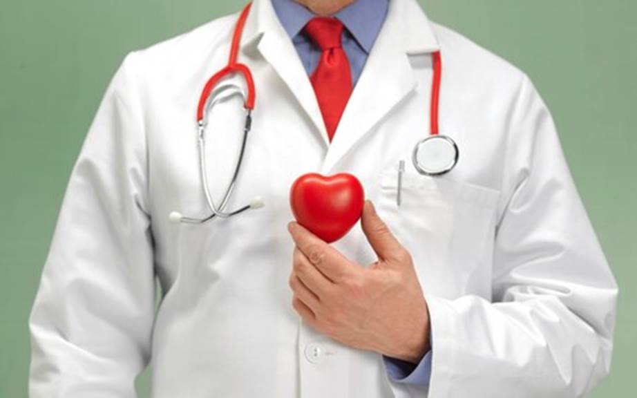A doctor holding a heart Description automatically generated