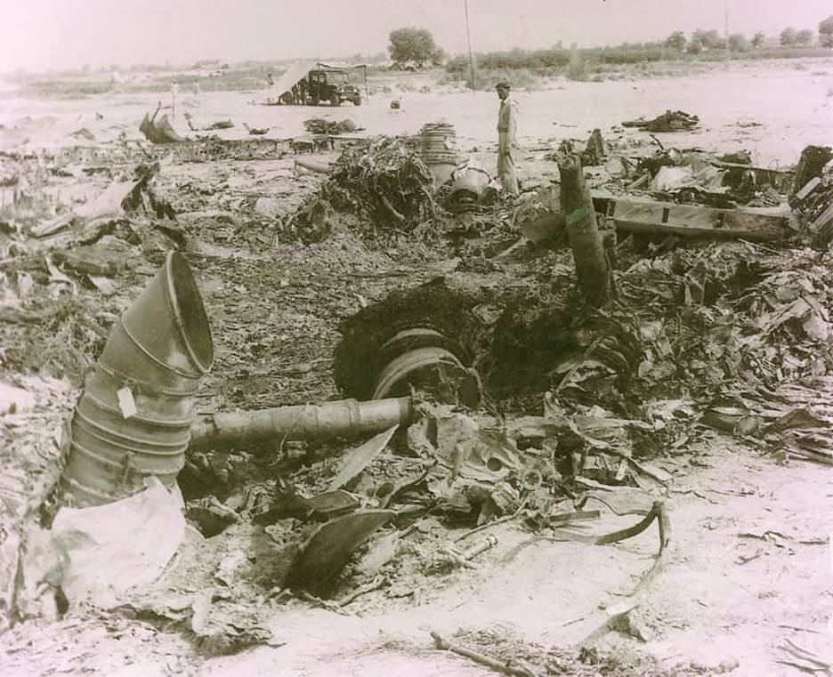 The wreckage of Pak-1 a few miles from the Bahawalpur airfield. &mdash; White Star