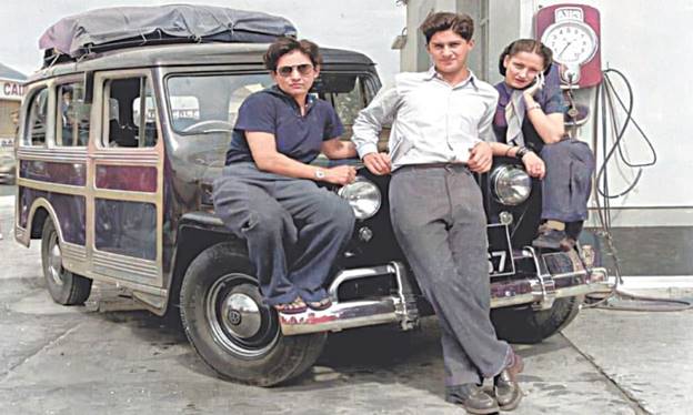 A young Shaharyar poses with his mother, Princess Abida Sultan (left), during a trip to Europe.&mdash;Family archive