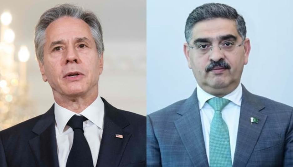 US Secretary of State Antony Blinken and Caretaker Prime Minister Anwaar-ul-Haq Kakar. &mdash; AFP/PM Office/Files