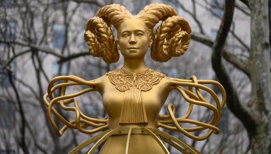 Shahzia Sikander&acute;s sculpture Witness is on display in Madison Square Park as part of her multimedia exhibition Havah...to breathe, air, life on February 7, 2023, in New York City. &mdash; AFP
