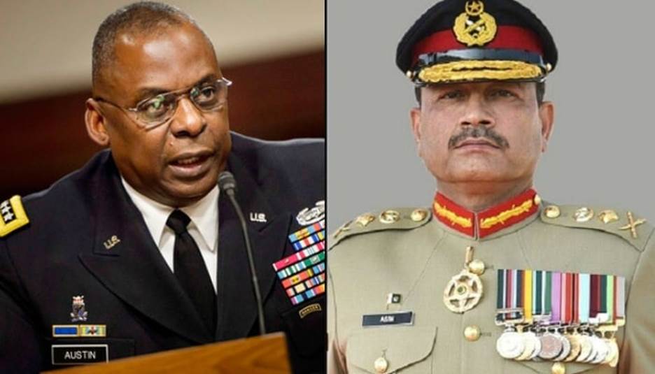 US Secretary of Defense Lloyd J Austin (left) and COAS General Asim Munir. &mdash; AFP/Twitter/File
