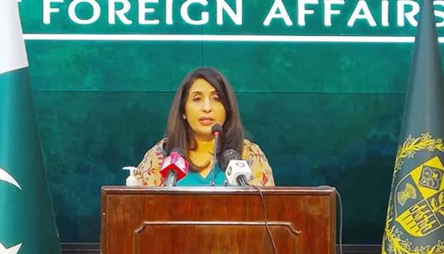 Foreign Office Spokesperson Mumtaz Zahra Baloch addresses a press conference. &mdash; Radio Pakistan/File