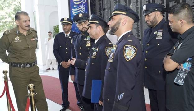 In this image, a Punjab Police Officer briefs the delegation of American police officers from the Pakistan American Law Enforcement Society (PALS) during visits to the Central Police Office on April 29, 2024. &mdash; Facebook/Punjab Police Pakistan
