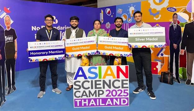 Pakistan team members, along with their medals pose for a group photo at the Asian Science Camp 2025 in Thailand. — APP