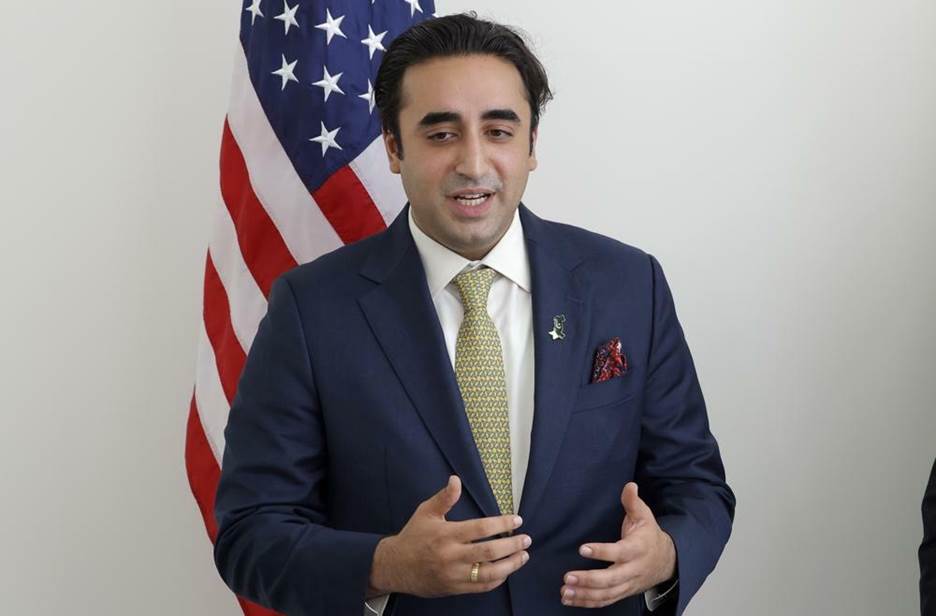 Foreign Minister Bilawal Bhutto Zardari speaks during his meeting with Secretary of State Antony Blinken at United Nations headquarters, Wednesday, May 18, 2022. &mdash;Eduardo Munoz/Pool photo via AP