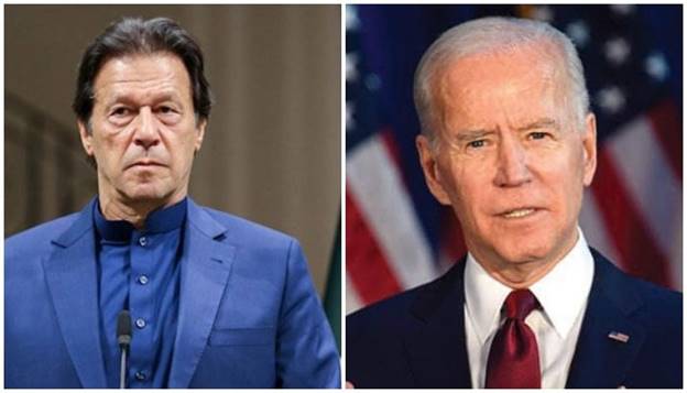 Former Pakistan Prime Minister Imran Khan (R) and&nbsp; US President Joe Biden (L). &mdash; AFP/File