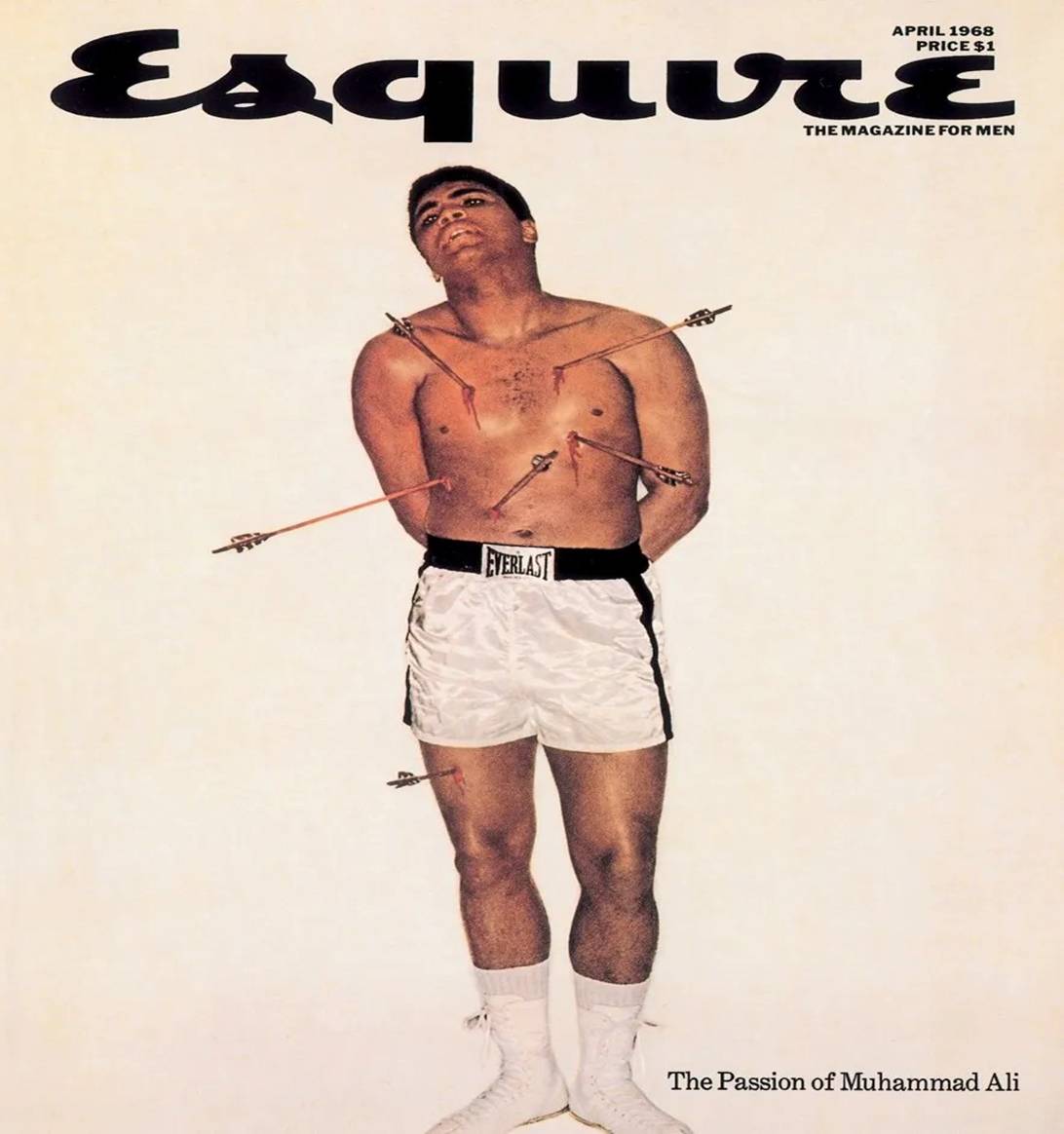 A person with no shirt on a magazine cover  AI-generated content may be incorrect.